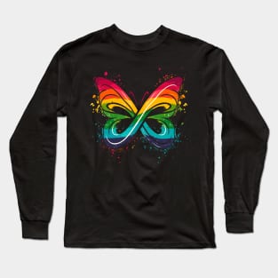 Infinity Rainbow Butterfly Autism Neurodiversity Awareness Long Sleeve T-Shirt